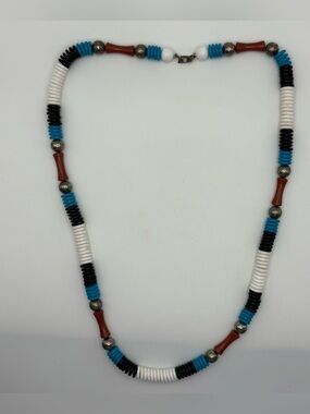 Vintage Southwestern Style Heshi Bead Necklace Barrel Beads